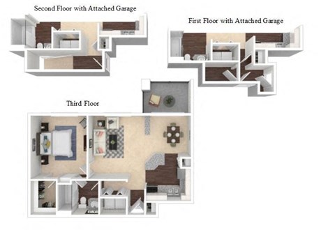 Floor plan for 1 bed, 1 bath, 865 sqft